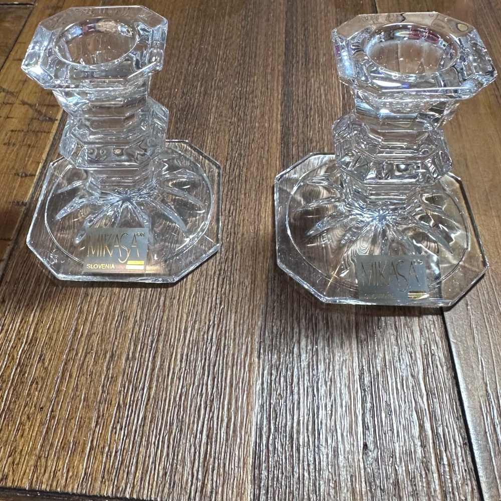 Vintage‎ Mikasa Edinburgh crystal candleholders, set of two.